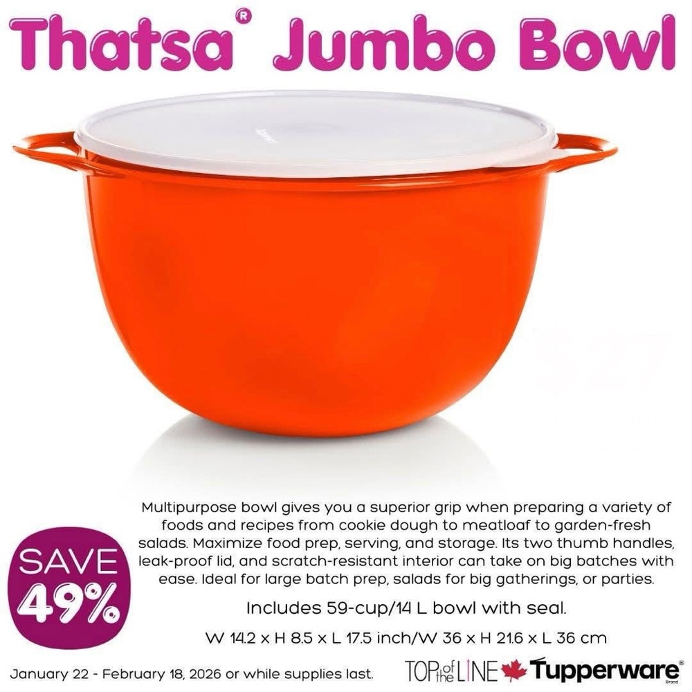 Tupperware Thatsa jumbo Bowl